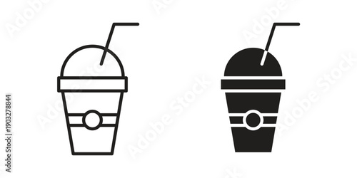 Plastic drinking cup icon concept. Thin line symbol. Vector illustration isolated. Editable stroke.