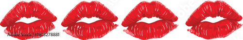Red lipstick kiss lips illustration collection isolated on white background representing beauty makeup romance fashion and cosmetic branding design