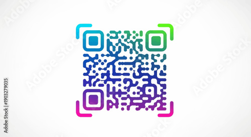 Modern colorful QR code representing digital information and technology scanning for connectivity