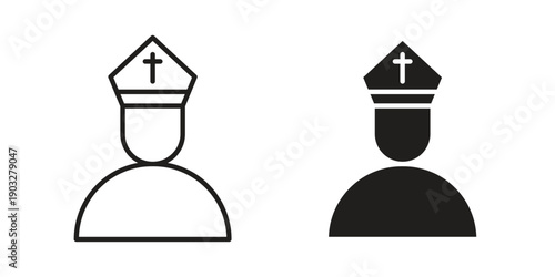 Pope icon concept. Thin line symbol. Vector illustration isolated. Editable stroke.