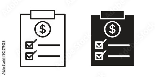 Price list icon concept. Thin line symbol. Vector illustration isolated. Editable stroke.