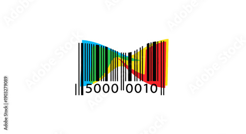 Colorful digital barcode abstract art with numeric data representing modern technology and retail