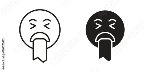 Puking emoji icon concept. Thin line symbol. Vector illustration isolated. Editable stroke.