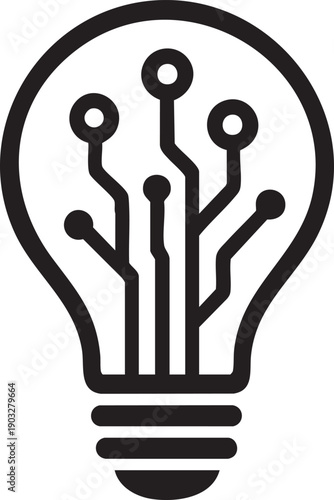 Electric light bulb with circuit board inside innovative technology symbol