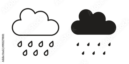 Raining icon concept. Thin line symbol. Vector illustration isolated. Editable stroke.