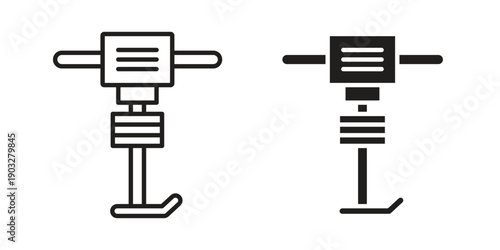 Rammer icon concept. Thin line symbol. Vector illustration isolated. Editable stroke.
