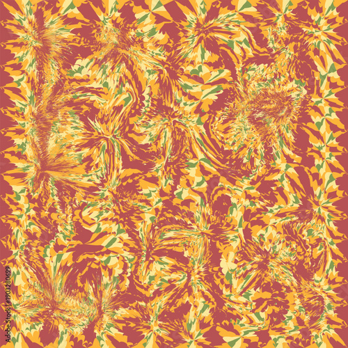 Abstract Psychedelic Pattern with Swirling Organic Shapes in Warm Tones