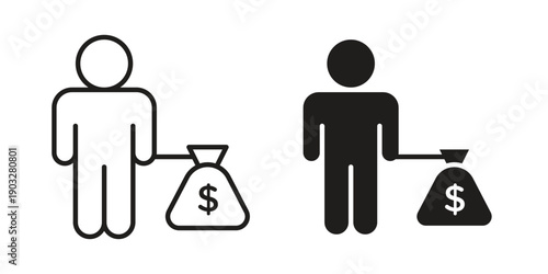 Robbery icon concept. Thin line symbol. Vector illustration isolated. Editable stroke.