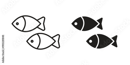 Shoal icon concept. Thin line symbol. Vector illustration isolated. Editable stroke.