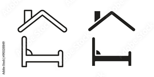Shelter beds icon concept. Thin line symbol. Vector illustration isolated. Editable stroke.