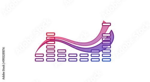 Dynamic audio equalizer graphic with vibrant gradient wave visualization for sound technology