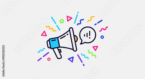 Vibrant megaphone vector illustration symbolizing important announcements and effective marketing