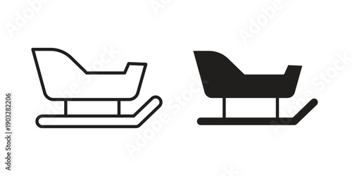 Sled icon concept. Thin line symbol. Vector illustration isolated. Editable stroke.