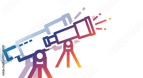 Modern vibrant telescope icon observing distant stars and future possibilities in a creative