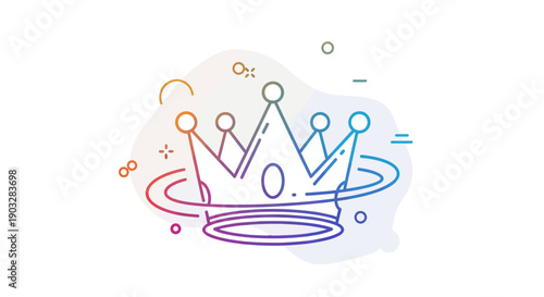 A vibrant modern gradient line art crown icon illustration perfect for digital design and