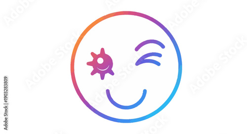 Vibrant gradient winking emoji illustration expressing joy and playfulness in a modern social