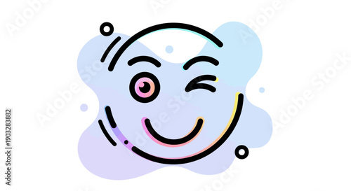 Joyful winking emoji vector icon illustration for digital communication and positive expression