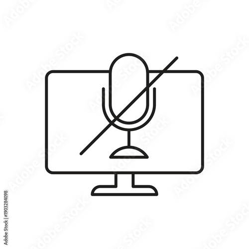 Microphone Mute Privacy Monitor Line Icon