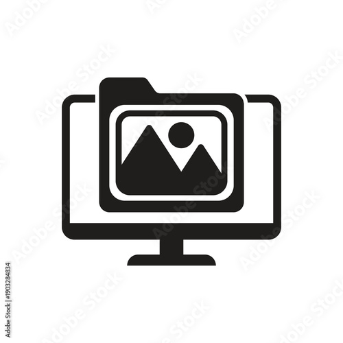 Solid image folder on computer monitor screen