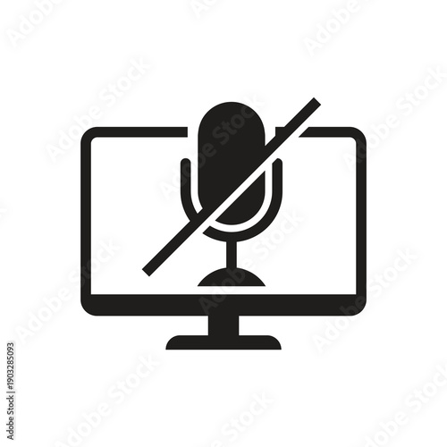 Solid microphone muted slash on computer monitor