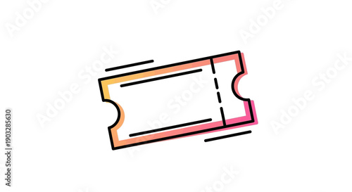 Vibrant gradient ticket icon with dashed line representing event admission or coupon