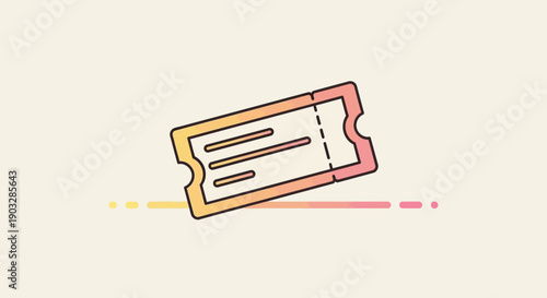 Colorful gradient line art illustration of an event ticket icon on a clean background suitable for