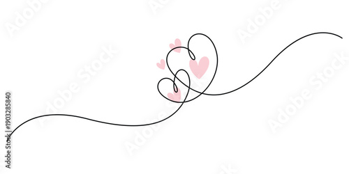 Heart hand drawn. Heart continuous one line drawing. Single contour heart for love design, Continuous one line drawing of abstract heart sign isolated flat vector illustration