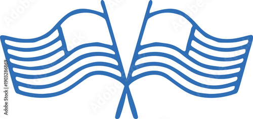 Crossed American Flags Doodle Icon