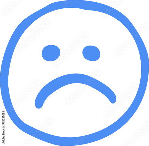 Sad Face Doodle Hand Drawn