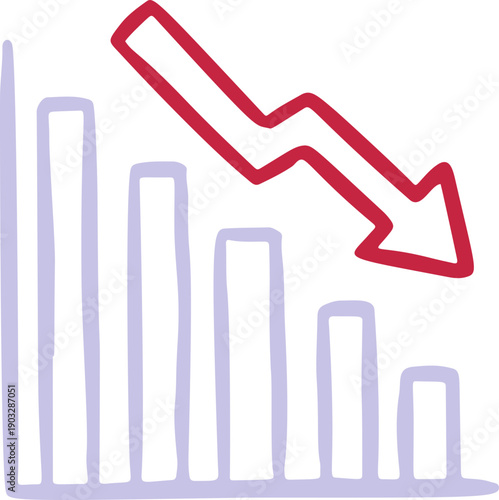 Bar Chart Decline Hand Drawn