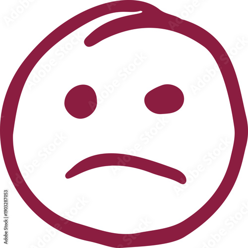 Sad Face Doodle Hand Drawn