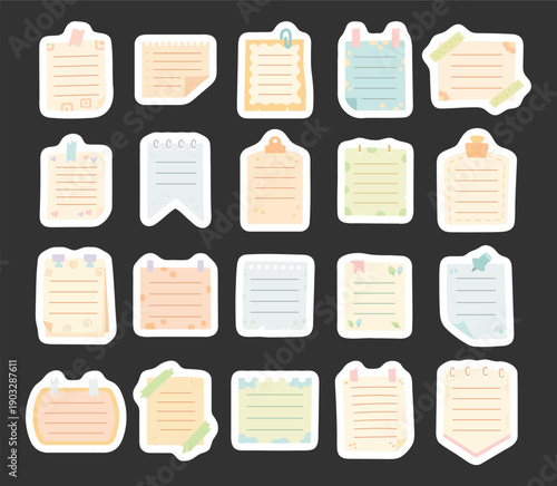 Paper note stationery set in scandinavian style featuring memo sheets reminders planners notebooks pages writing office education organization tools