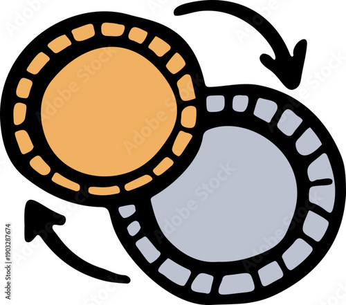 Exchange Coins Hand Drawn