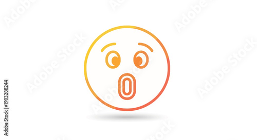 Vibrant gradient outline emoji expressing surprise or shock with a modern digital art style