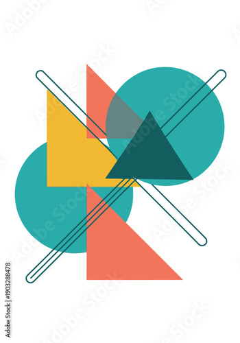 Geometric Shapes in Colorful Abstract Composition.