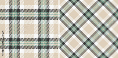 Pattern textile check of texture tartan seamless with a vector plaid fabric background. Set in nature colors. Latest trends in modern everyday fashion prints.