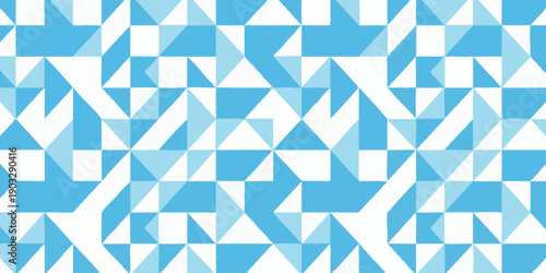 Geometric Pattern of Blue Triangles and Squares in Modern Design