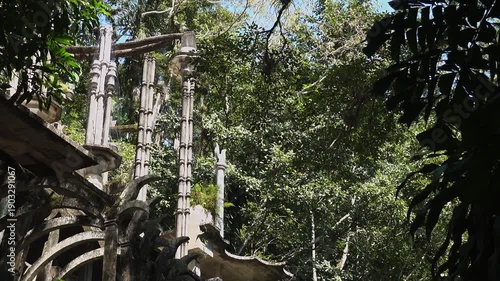 Explore Castillo de Edward James in Xilitla, San Luis Potosi, Mexico during a sunny day surrounded by lush greenery and unique architecture