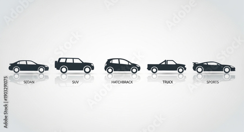Various Car Silhouettes Labeled With Years.