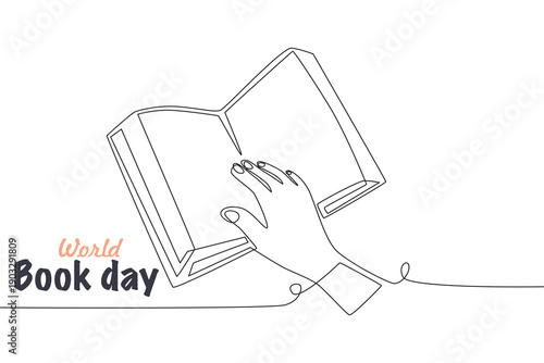 World book day concept one-line drawing