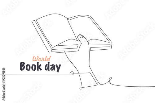 World book day concept one-line drawing
