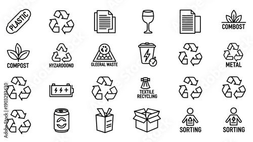 Recycling symbols and icons collection.
