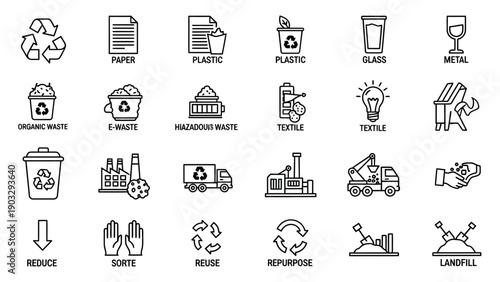 Recycling symbols and icons collection.