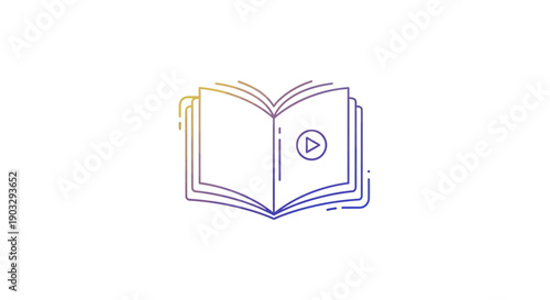 E-learning video book icon representing online education digital content and interactive learning