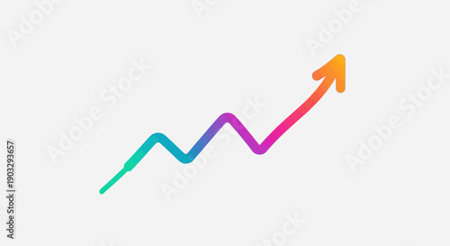 A vibrant multicolor upward trending arrow symbolizing business growth and financial success