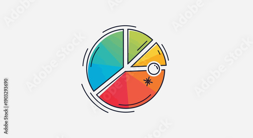 A colorful doodle pie chart representing data analysis and business insights with a creative flair