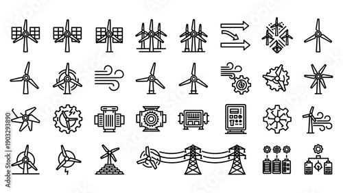 Renewable Energy Icons and Symbols.