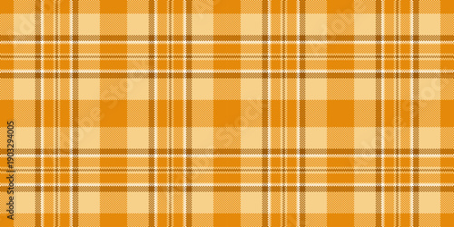 Tablecloth textile tartan background, strong plaid texture fabric. Girly seamless pattern vector check in orange and amber colors.