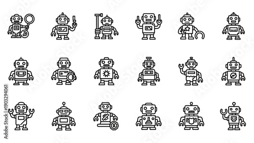 Robot Characters in Various Poses.