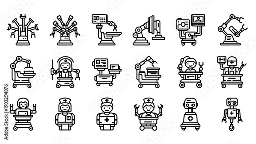 Robot Icons Collection Various Industrial Designs.
